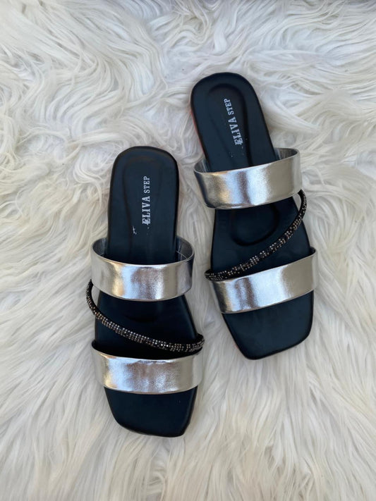 Metallic Strap Sliver Black