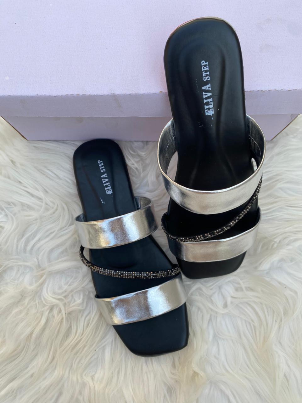 Metallic Strap Sliver Black