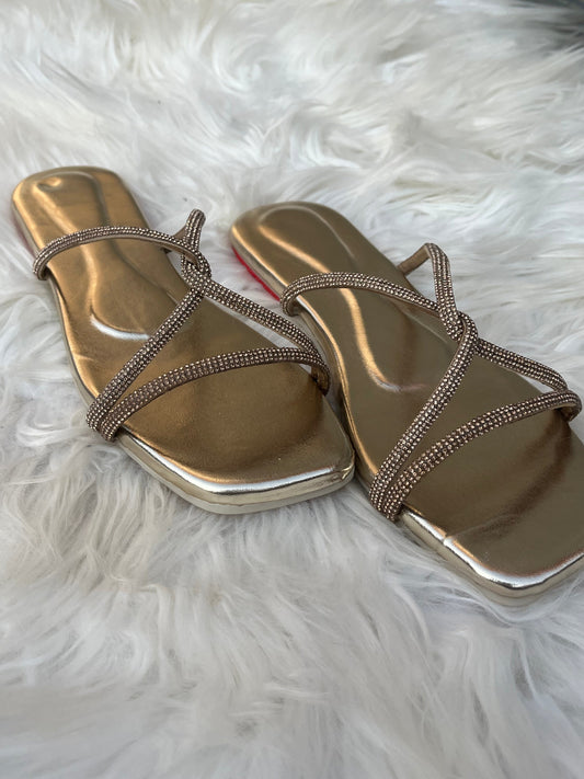 Gold Strap Slippers